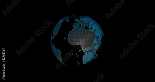 Digital earth rotating Concept 3d animation social future technology abstract business scientific global network animation digital grid data communication technology background.