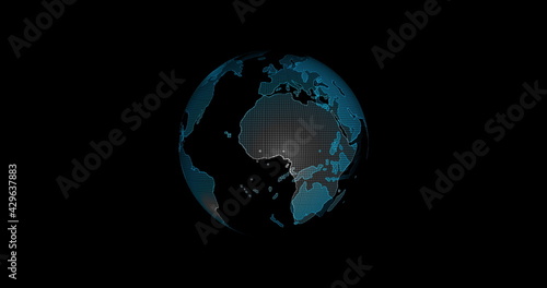 Digital earth rotating Concept 3d animation social future technology abstract business scientific global network animation digital grid data communication technology background.