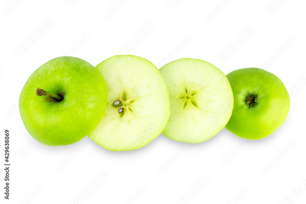 cut green apple isolated on white background cut green apple isolated on white background