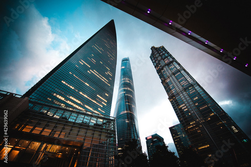 Wall Mural skyscrapers in shanghai at night