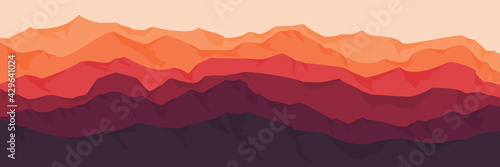 sunset over the mountain vector flat desig illustration for banner template, background template, web banner, tourism concept design and wallpaper