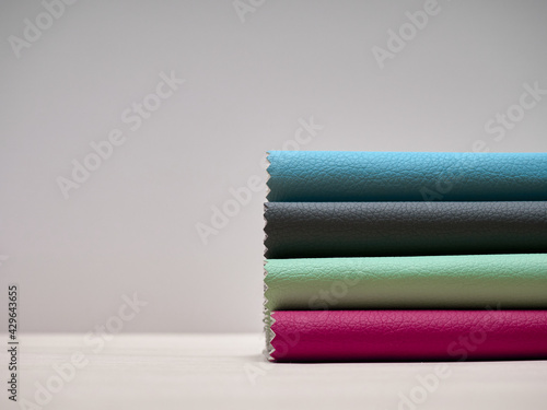 Leather samples in various colors. photo