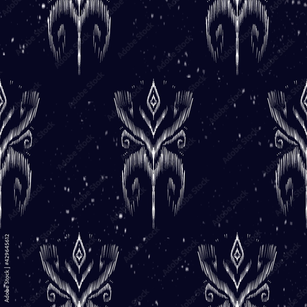 Fototapeta premium Ikat pattern motif aztec textile fabric boho bohemian ethnic tribal mandalas native carpet geometric 