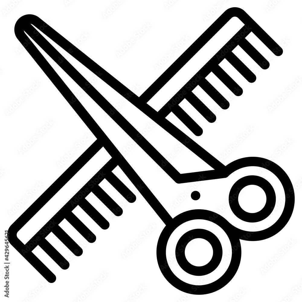 Scissors and Comb icon, Supermarket and Shopping mall related vector
