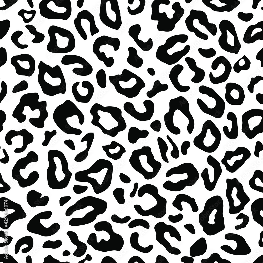 Leopard print seamless background pattern. Black and white. Leopard print seamless background pattern. Black and white.