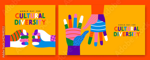 Cultural Diversity colorful hand together card set