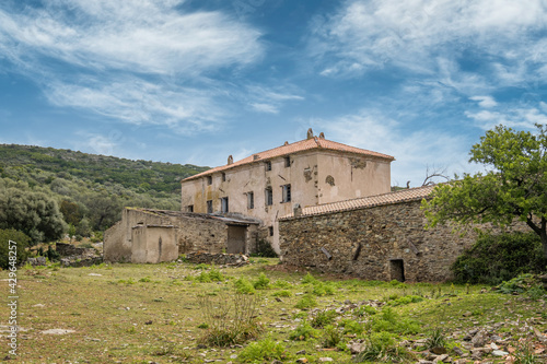 Deserted building in maquis in Corsica