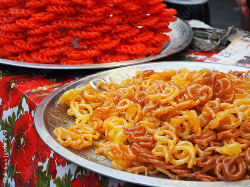 Indian sweets jalebi, Indian Food, mithai photo