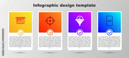 Set Board with graph chart, Target sport, Lead management and Advertising. Business infographic template. Vector