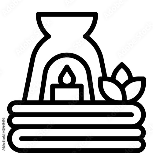 Aroma lamp and Towel icon, Supermarket and Shopping mall related vector