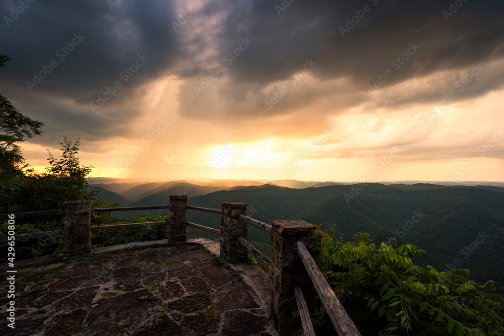 Passing summer rain storm over the Appalachian Mountains of Kentucky from Kingdom Come State Park