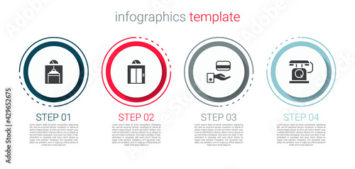 Set Lift, , Digital door lock and Telephone handset. Business infographic template. Vector
