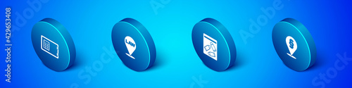 Set Isometric Safe, Evidence bag and bullet, Location law and icon. Vector