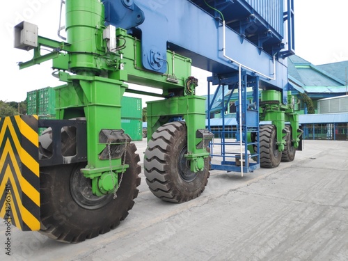 A Rubber Tyred Gantry Crane on the yard of Sorong Harbour
