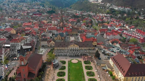 Beautiful top view of the park and the central, historical part of Bad Durkheim. photo