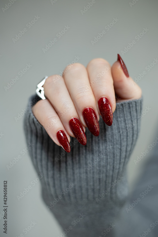 Sophisticated Deep Red Tip Nails | midn1ghtbutterfly