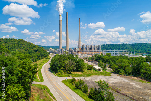 Aerial View of Coal Fired Power Plant on the Ohio River photo