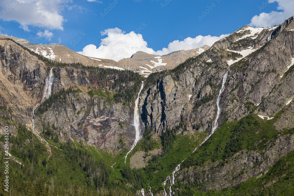 Mountain range surrounding Avalanche Lake at Glacier National Park
