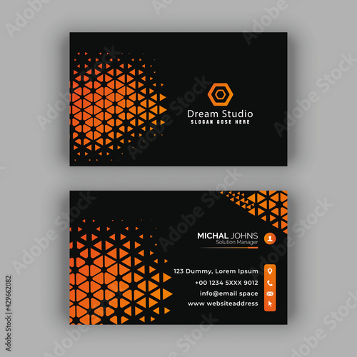 Black dark business card modern flat Style Vector Illustration Print-Ready design vector Template
