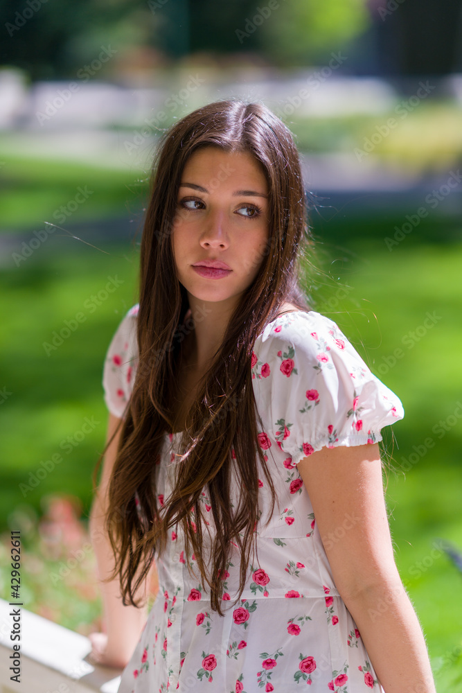 Beautiful Sad Looking Teenage Girl in Park Beautiful Sad Looking Teenage Girl in Park