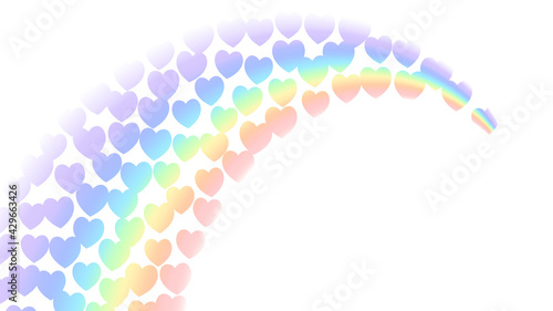 Rainbow gradient, white background. Community tolerance design. Heart color rainbow. Colorful bright soft design. Vibrant smooth blur. Light effect. Symbol love, rain, sky, clear Vector illustration