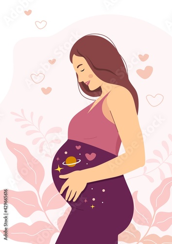 	
Pregnant woman in cute cartoon style. Pregnancy concept. Vector illustration	
