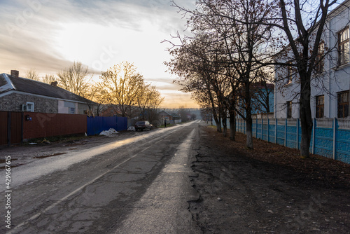 The village of Khanskaya. Russia. Winter 2020. Revolyutsionnaya Street in the Khan's village. photo