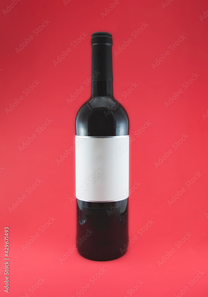 Fototapeta premium Red wine bottle with blank label