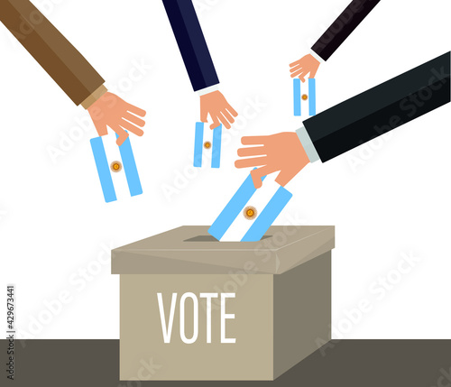 Argentina Elections Vote Box Vector Work. People voting.