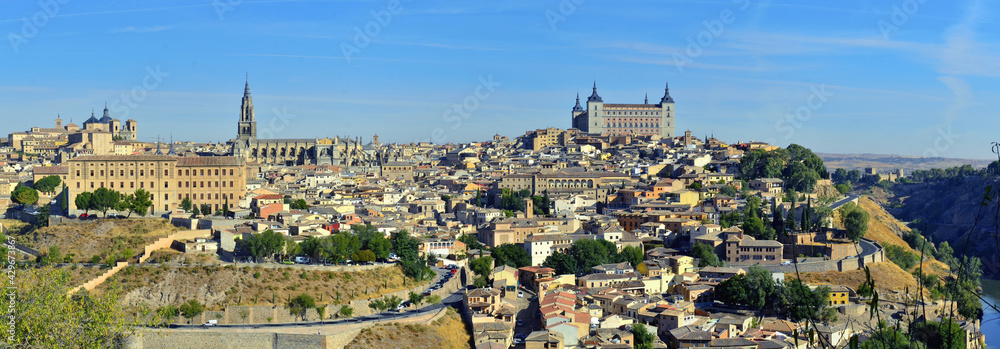 Panoramic View of Toledo Spain over Tagus River.