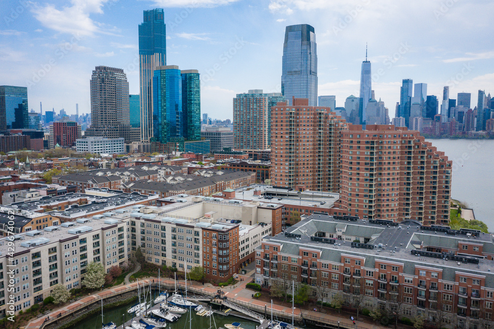Naklejka premium Aerial of Jersey City New Jersey