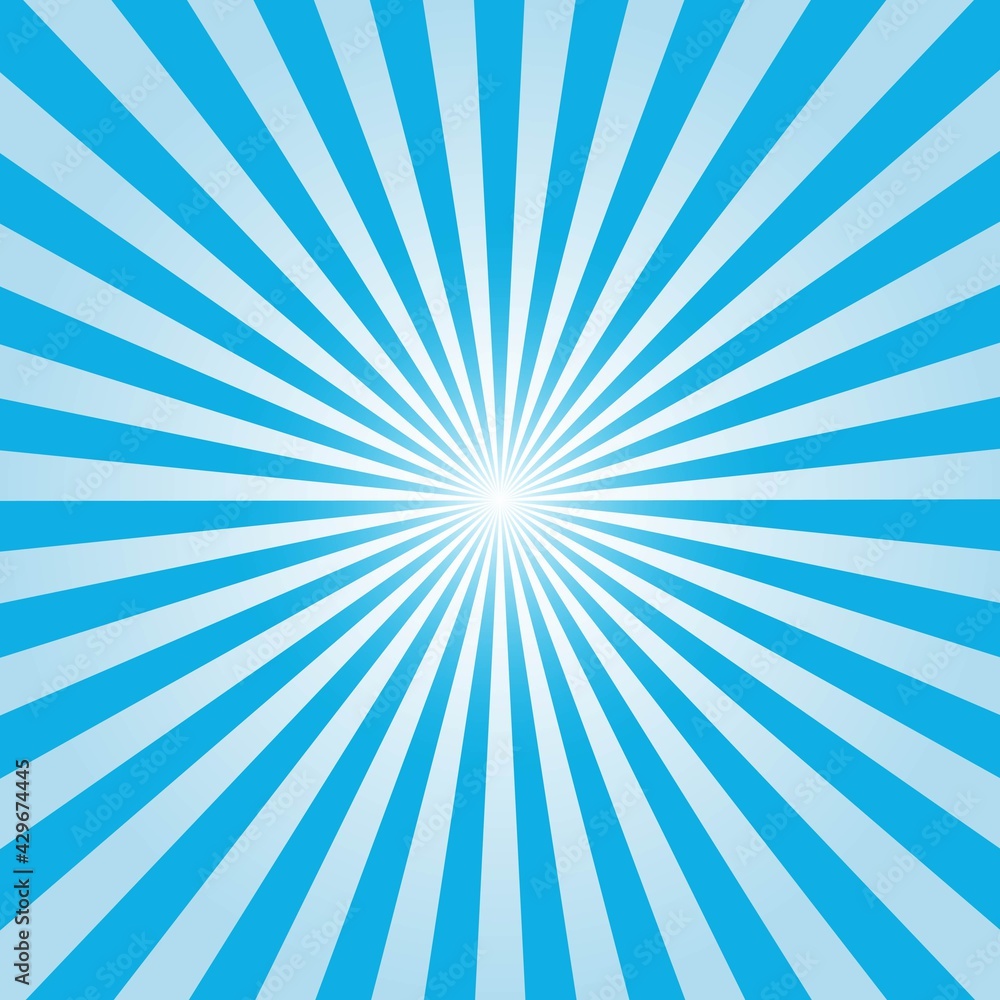 Blue Sunburst Pattern Background. Rays. Sunburst background. Vector illustration. Blue radial background.