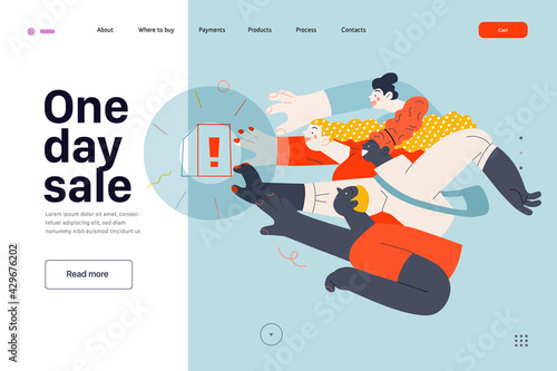 Discounts, sale, promotion, web template. Flat vector