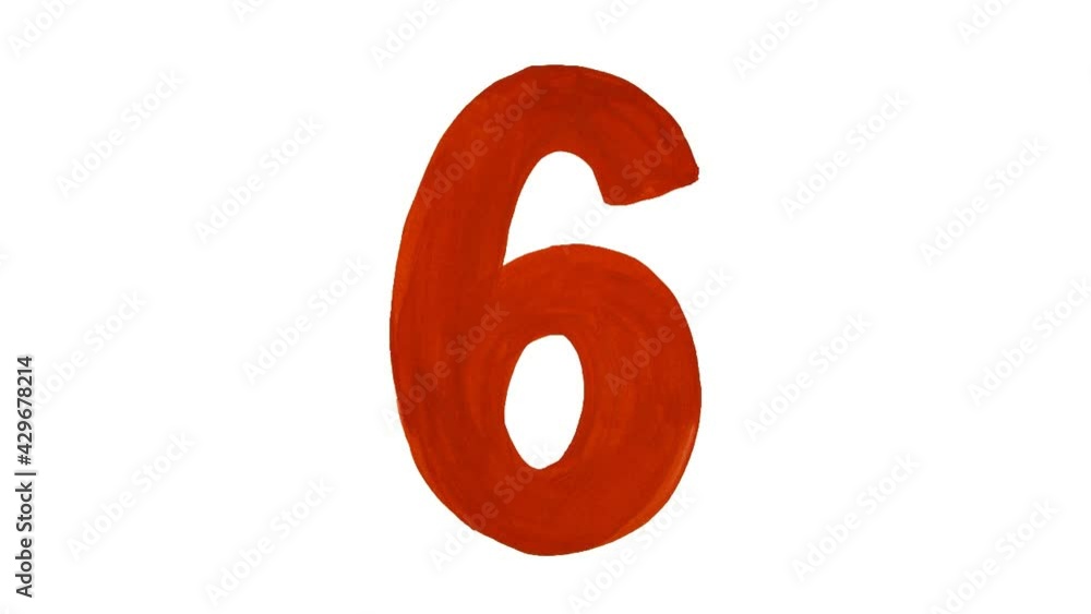 Countdown of seconds from 10 to 1. Red figures painted by hand are insulated against a white background Countdown of seconds from 10 to 1. Red figures painted by hand are insulated against a white background
