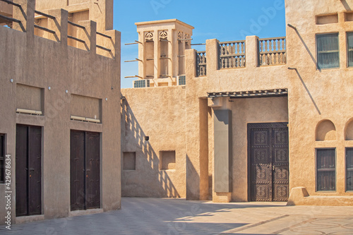 Photography Narrow streets that create shade on a hot day in the old city of Dubai Creek and Bur district