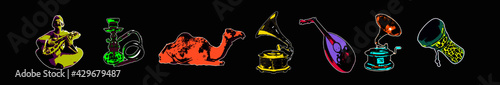 Arabic Pop Art Sticker Collection on Black