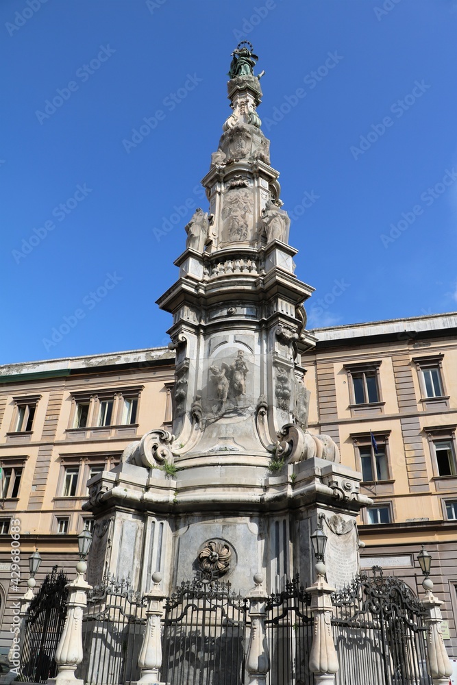 Guglia dell'Immacolata at Piazza del Gesù Nuovo in Naples, Italy 
