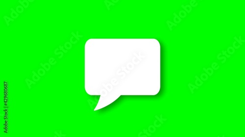 Chat, speech bubble icon animation on green background 4K video