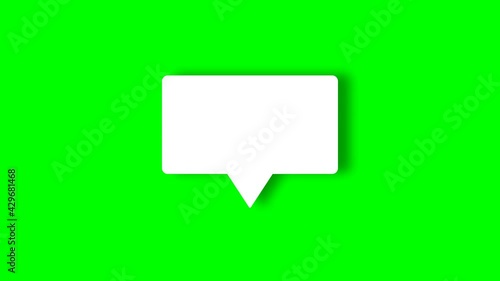 Chat, speech bubble icon animation on green background 4K video