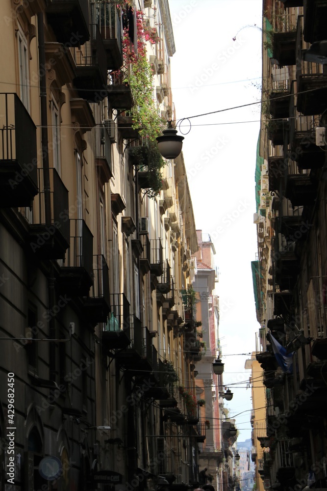 Dark narrow alley in Naples, Italy
