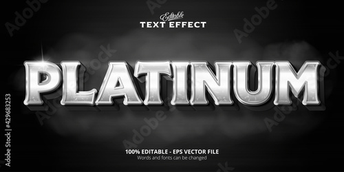 Platinum text, shiny platinum style editable text effect