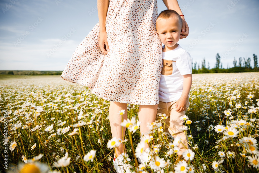 Happy childhood of a child with mother. The child holds the hand of the parents. Happy childhood of a child with mother. The child holds the hand of the parents.