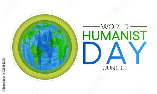World Humanist day is observed every year on June 21, Humanism is a philosophical stance that emphasizes the value and agency of human beings, individually and collectively. Vector illustration.