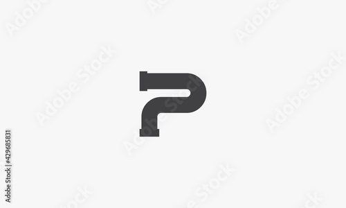 P pipe letter logo concept isolated on white background