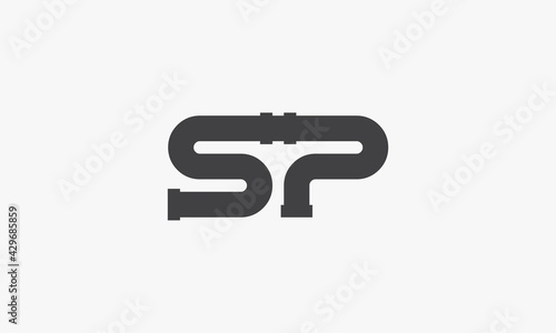 SP pipe letter logo concept isolated on white background