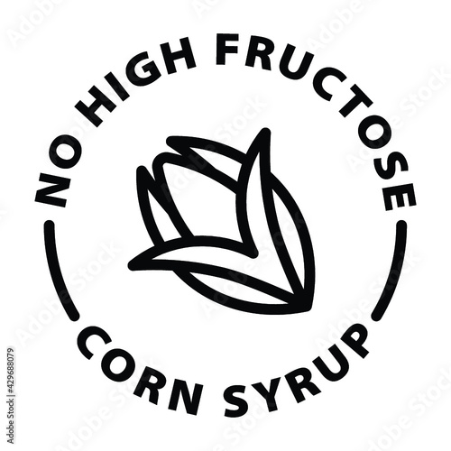 no high fructose corn syrup free black outline label icon on transparent background