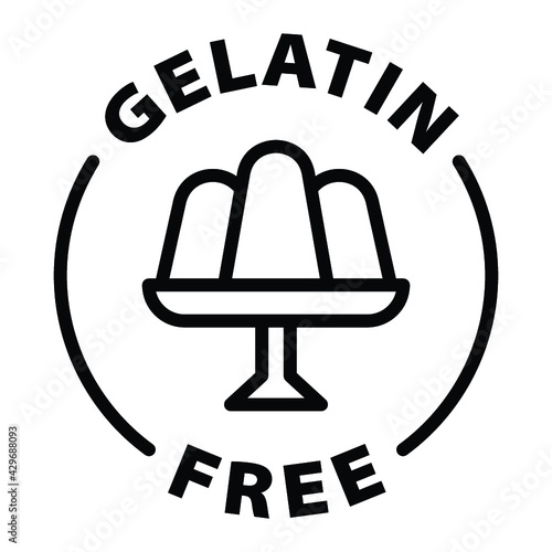 no gelatin free black outline label icon on transparent background