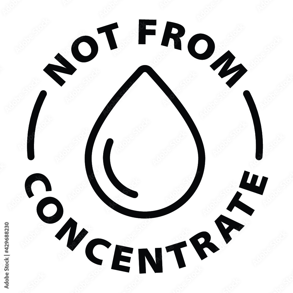 not from concentrate black outline label icon on transparent background