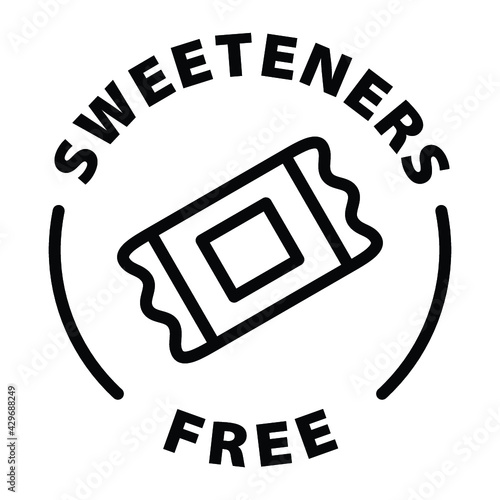 no sweeteners free black outline label icon on transparent background