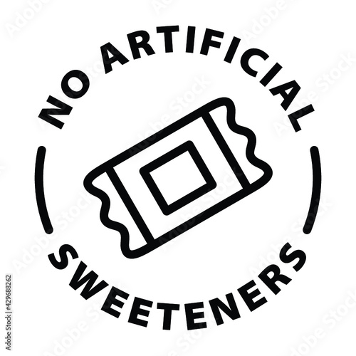 no artificial sweeteners black outline label icon on transparent background